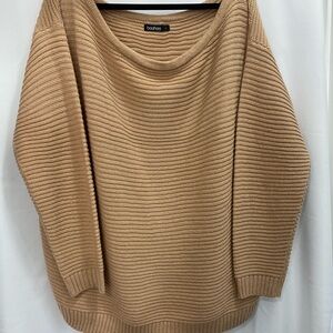 Boohoo Tan Cowl Neck Sweater with Ribbed Texture